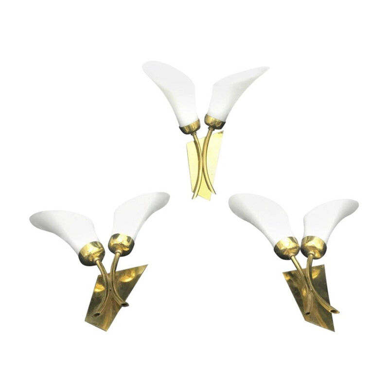 Mid-Century Modern Tulip Wall Sconces, Italy - 1950s