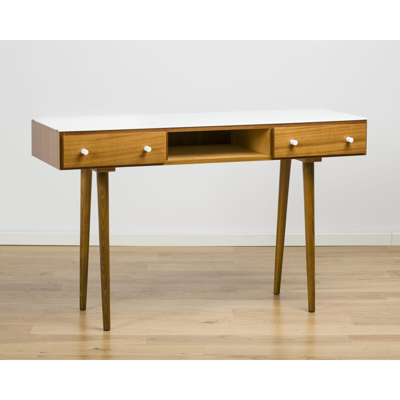 Console vintage en verre blanc opaxit - 1960