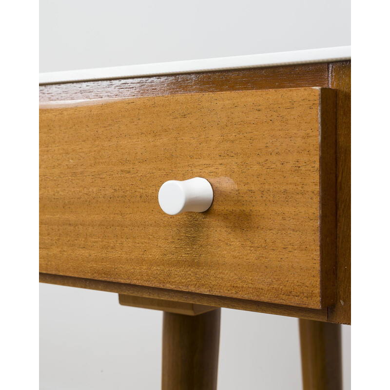 Vintage console in white opaxit glass - 1960s