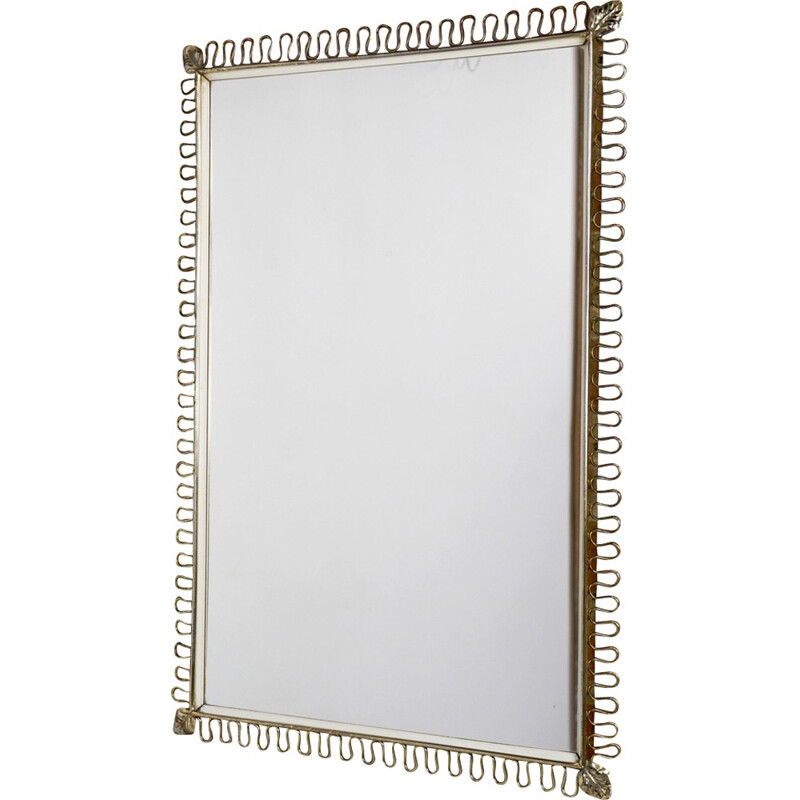 Rectangular vintage brass mirror - 1950s