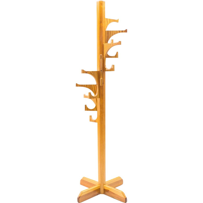 Vintage French Pine Coat Stand - 1960s