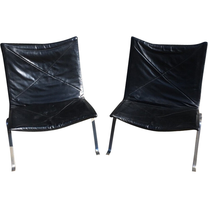 Set of 2 armchairs "PK22" by Kjaerholm for Kold Christensen - 1950s