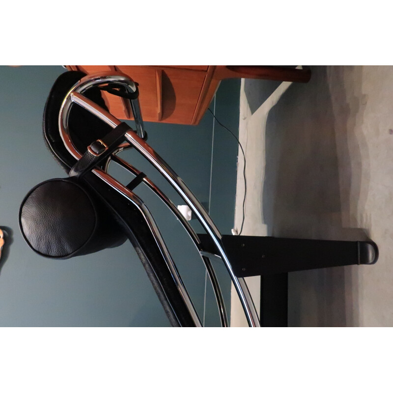 Chaise longue "LC4" vintage en poulain et cuir lisse noir par Le Corbusier pour Cassina - 2000**AUTH