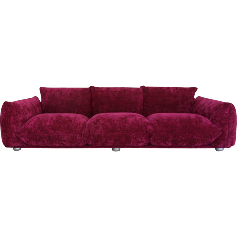 Vintage Large velvet threeseater sofa - 1980s