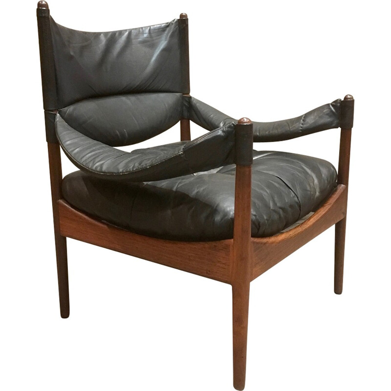 Armchair "Modus" in leather and rosewood by Kristian Solmer Vedel for Soren Willadsen - 1963