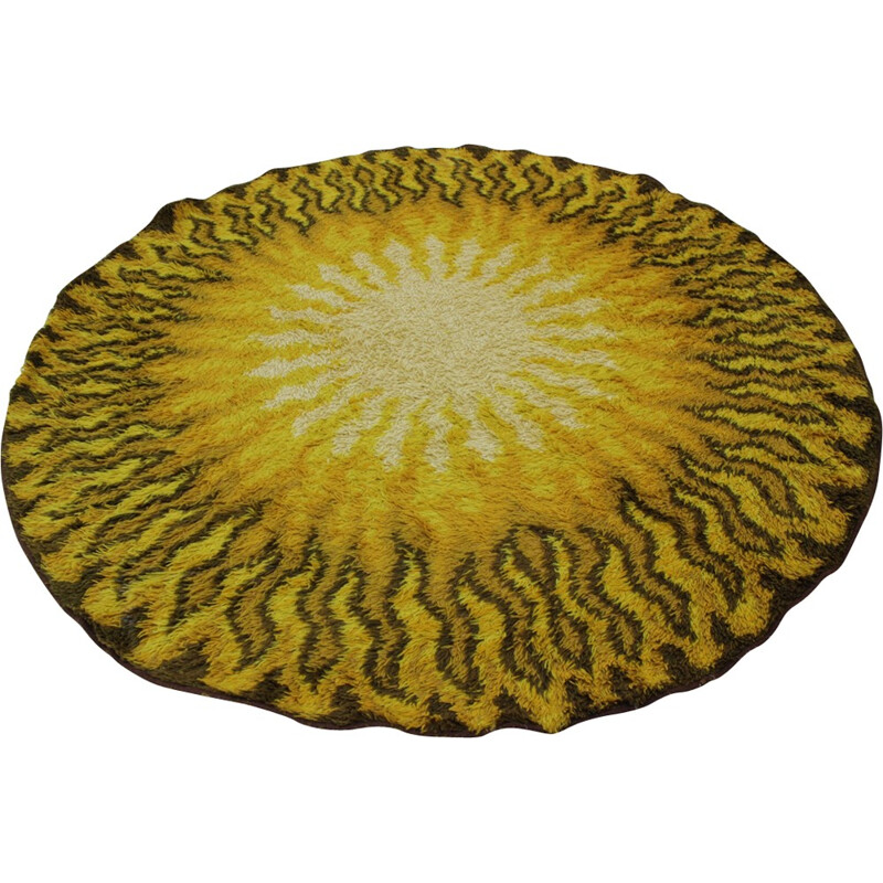 Danish vintage round Wool Rug - 1960s