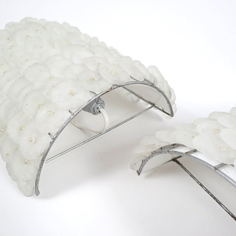 Vintage set of 2 Italian glass wall lights - 1960s