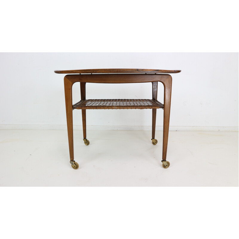 Vintage Walnut Rolling Bar Cart by Poul Jensen for Selig - 1950s