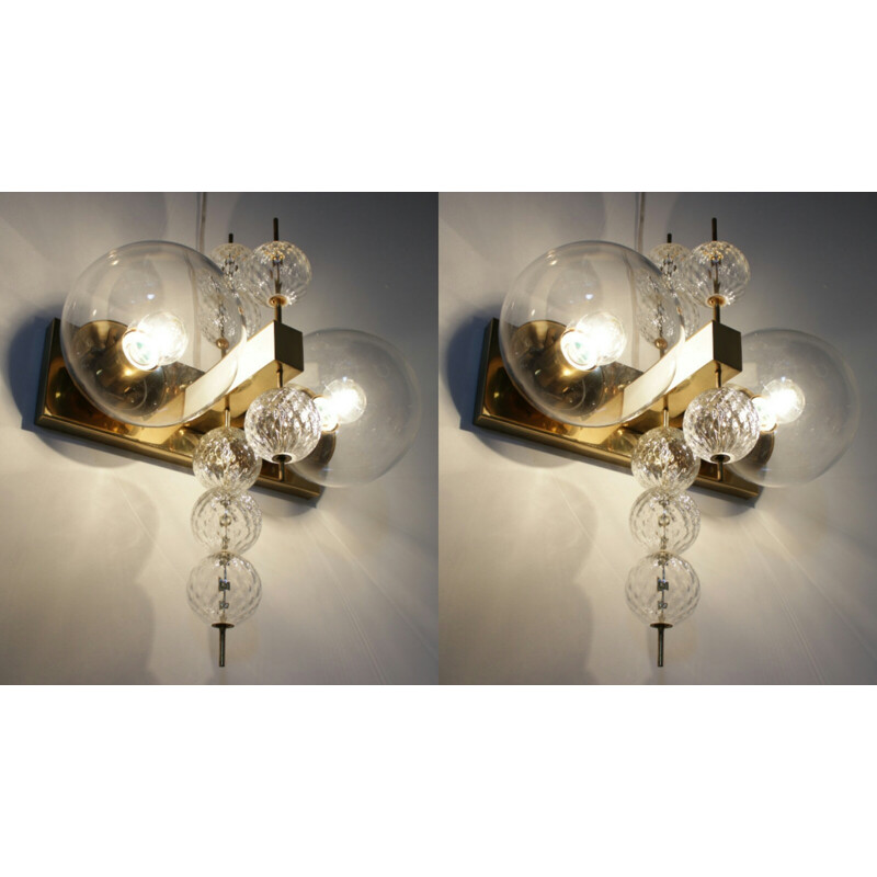 Pair of vintage wall lamp by Kamenický Šenov, Czechoslovakia 1970