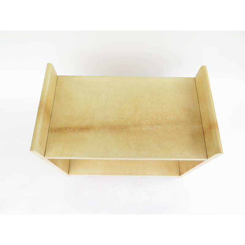 Vintage parchment serving cart by Aldo Tura, 1970