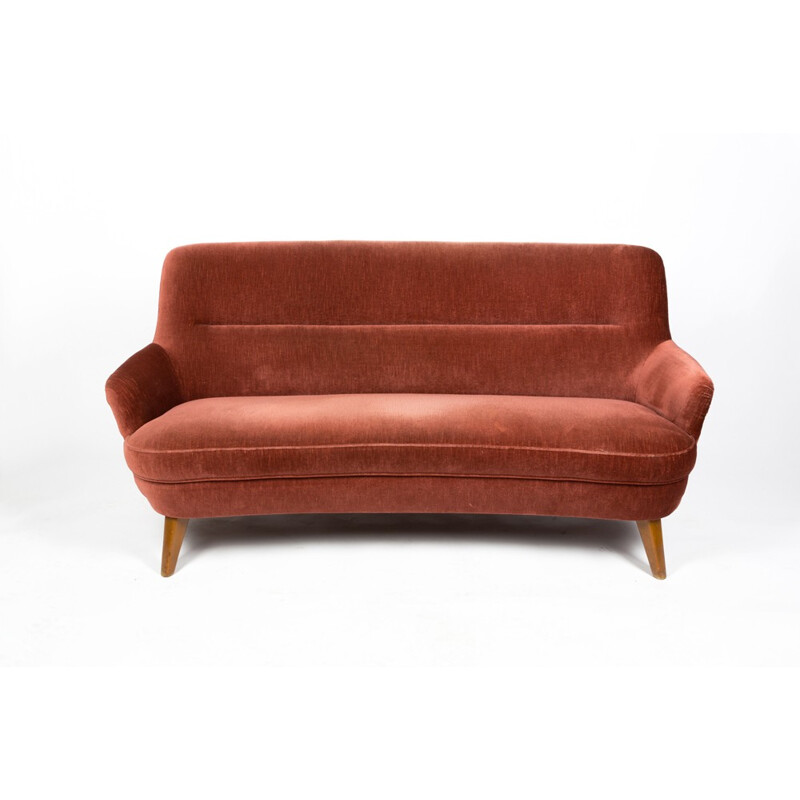 Vintage velvet sofa, Switzerland 1950