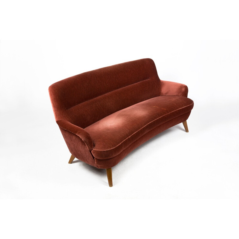 Vintage-Samt-Sofa, Schweiz 1950