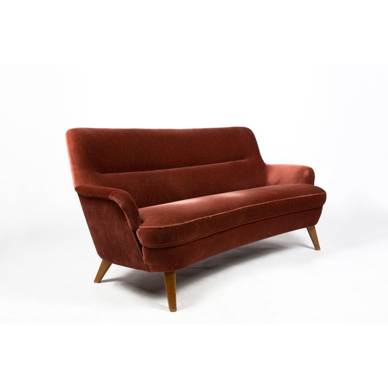 Vintage velvet sofa, Switzerland 1950