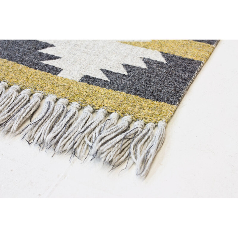 Vintage Swedish Rölakan Wool Double Weave Carpet - 1950s