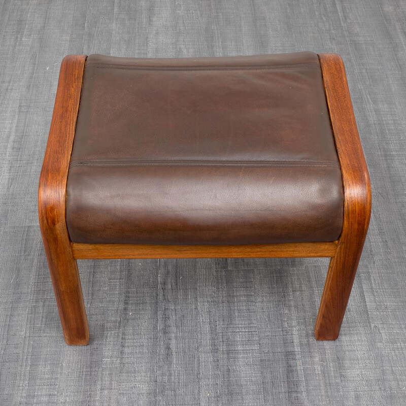 Brown leather lounge chair and ottoman, Yngve EKSTRÖM - 1950s