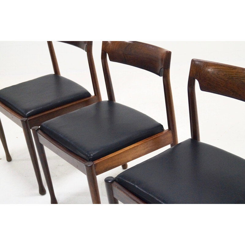 Suite de 3 chaises à repas en palissandre - 1960