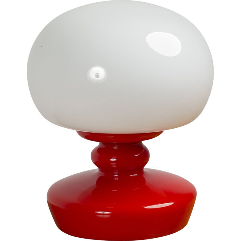 Lampe de table vintage en verre opaline - 1960