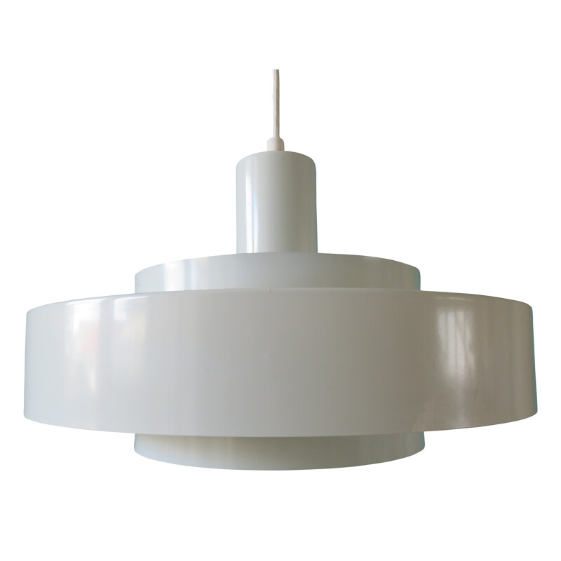 Hanging lamp "Equator" in white lacquered metal, HAMMERBORG - 1960s