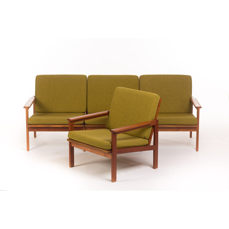 Vintage Illum Wikkelso Capella sofa and easychair - 1960s