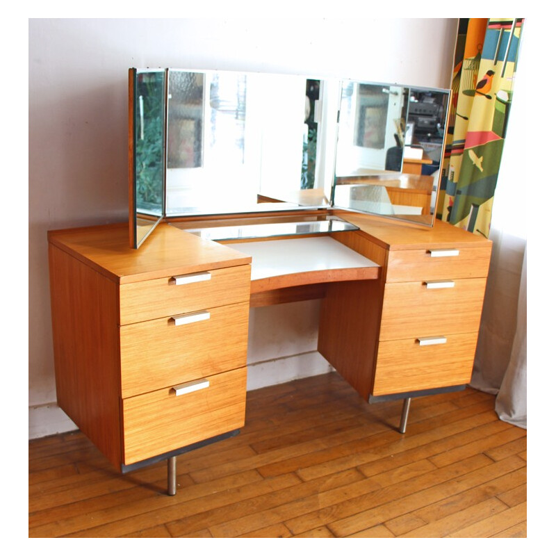 Vintage Dressing table in blond teak - 1960s