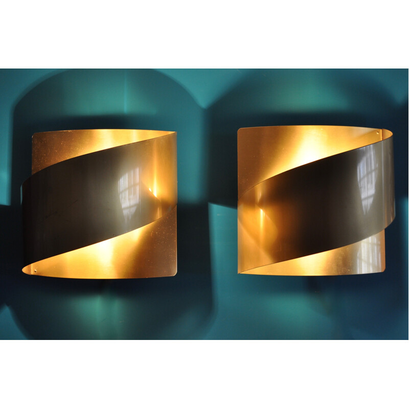 Pair of wall lamps by Peter Celsing Brass Wall for Falkensberg - 1960s