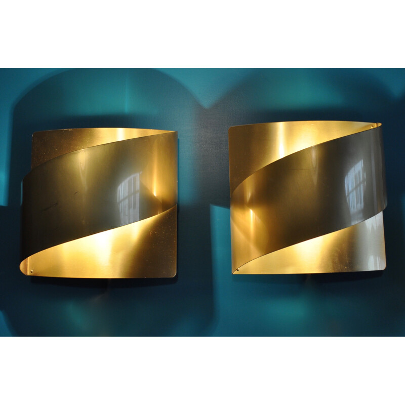 Pair of wall lamps by Peter Celsing Brass Wall for Falkensberg - 1960s