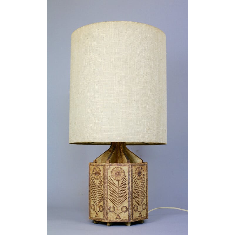 Lampe en céramique octogonale par Roger Capron - 1960