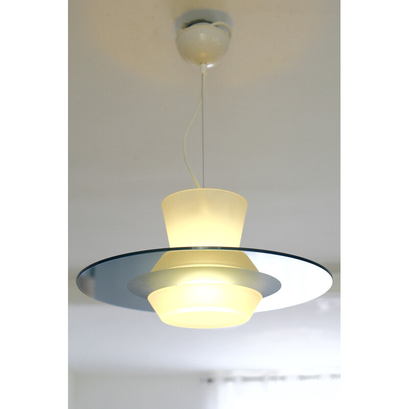 Lampada da soffitto vintage in vetro lucido modello "Zefiro" di Pier Guiseppe Ramella per Arteluce, 1987