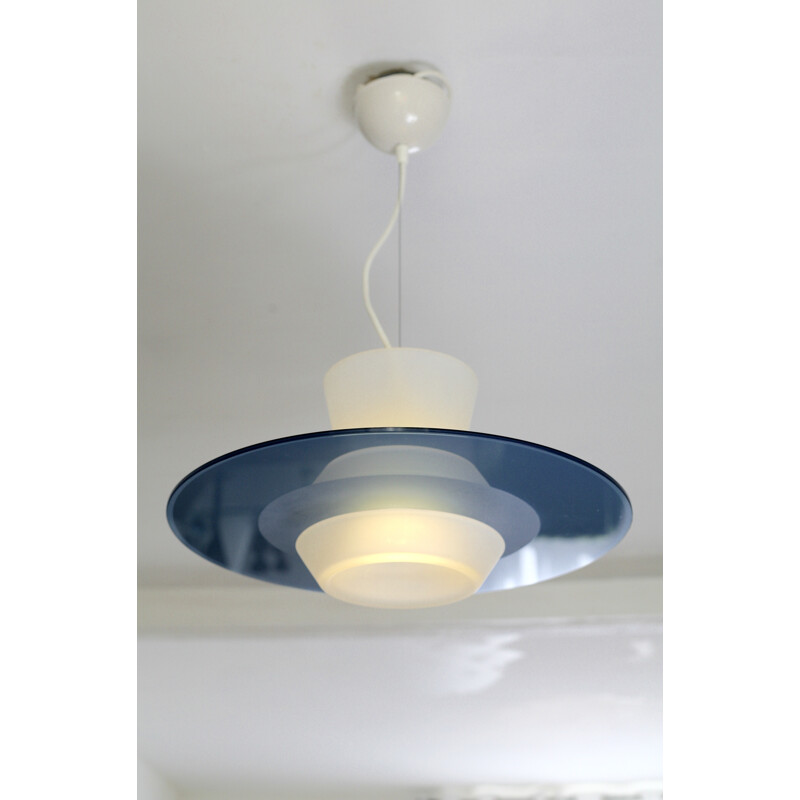 Lampada da soffitto vintage in vetro lucido modello "Zefiro" di Pier Guiseppe Ramella per Arteluce, 1987