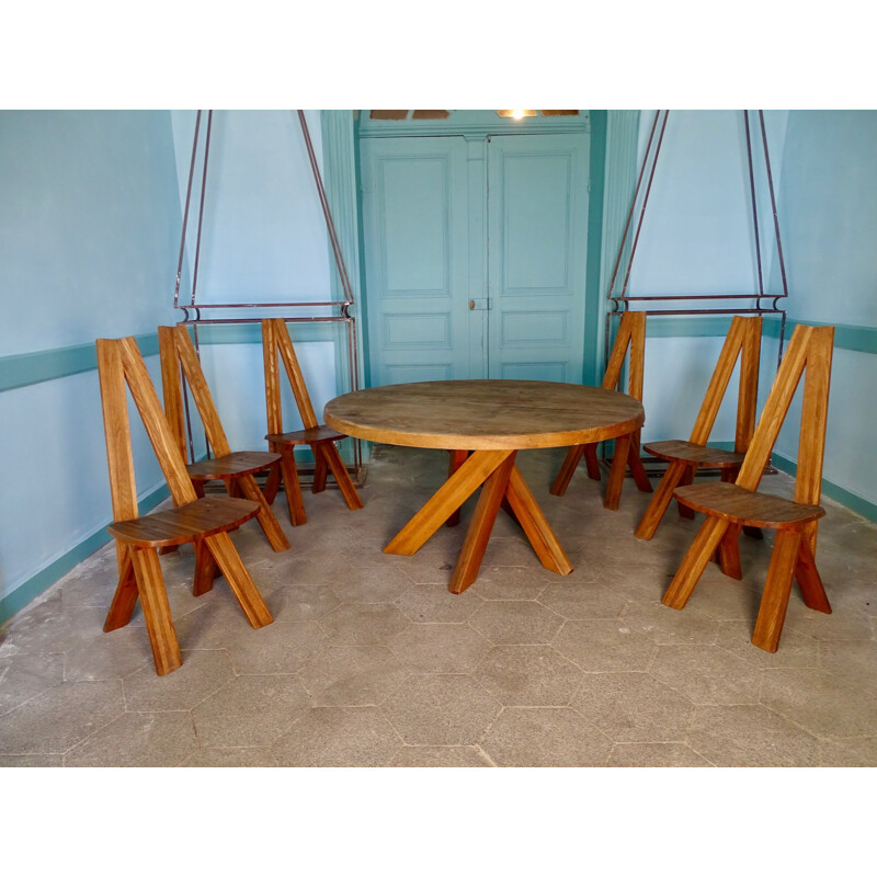 Vintage dining room by Pierre Chapo - 1950s