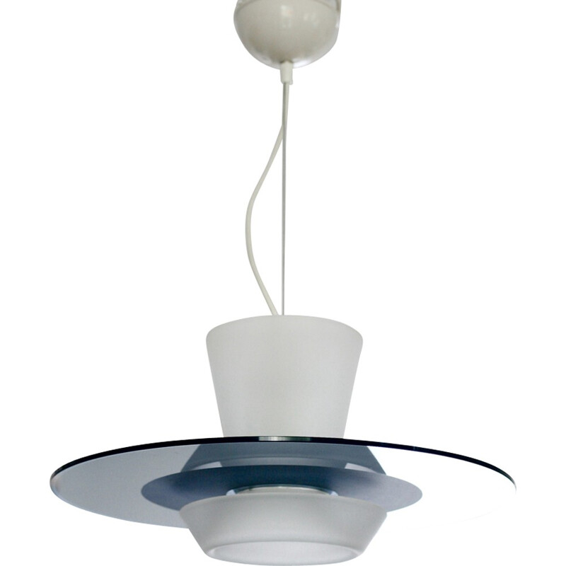 Vintage plafondlamp in gepolijst glas model "Zefiro" van Pier Guiseppe Ramella voor Arteluce, 1987