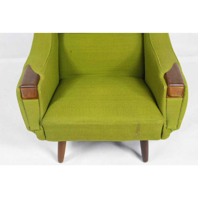 Vintage green armchair in Rosewood by H.W. Klein - 1960s