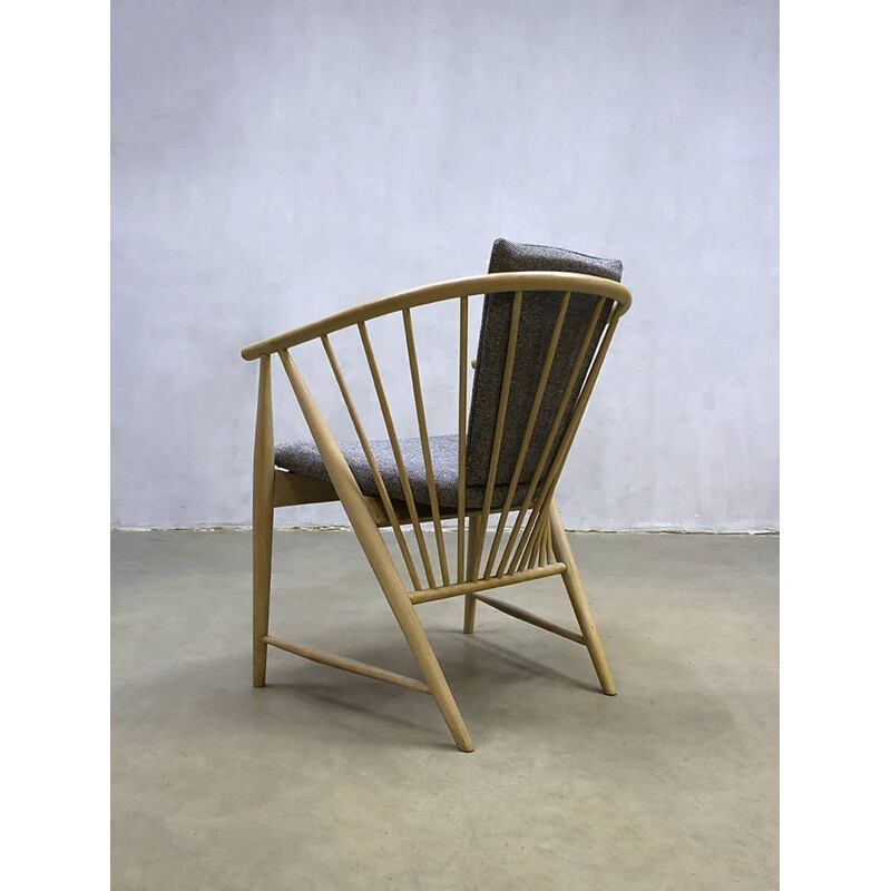 Chaise à broche vintage en plumes de soleil par Sonna Rosen pour Nässjö Stolfabrik - 1950