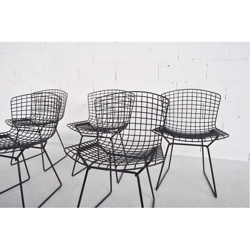 Ensemble de 5 chaises en fil d'acier, Harry BERTOÏA - 1970