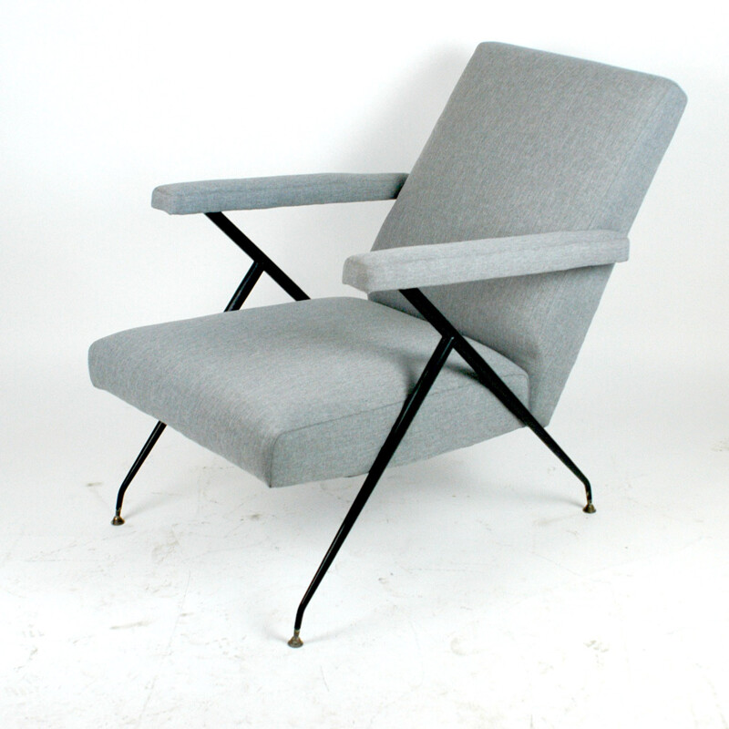 Fauteuil vintage italien gris ajustable - 1950