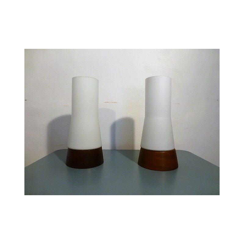 Set of 2 Teak scandinavian lamp by Louis kalff philips - 1960s