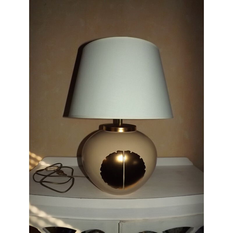 Lampe de salon en céramique craquelée vintage de la maison Louis Drimmer - 1970