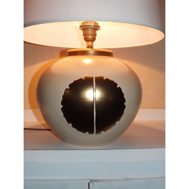 Lampe de salon en céramique craquelée vintage de la maison Louis Drimmer - 1970