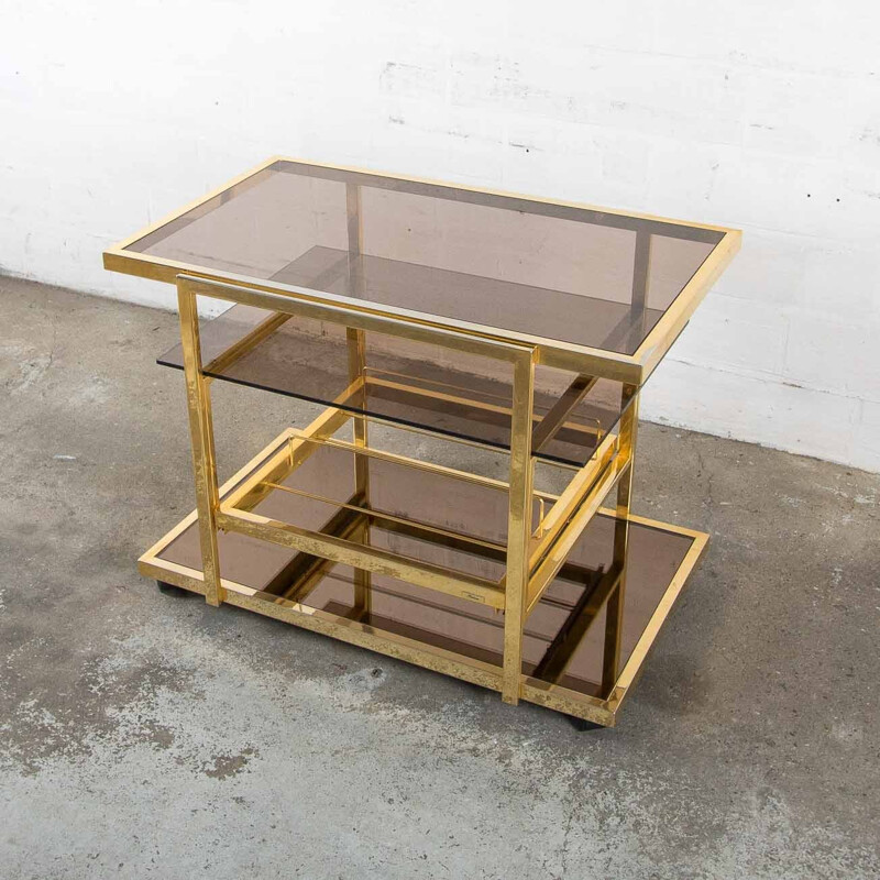 Vintage gilded serving trolley by Fedam - 1970s