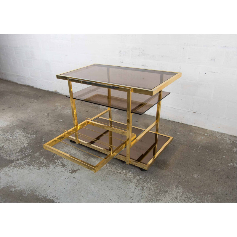 Vintage gilded serving trolley by Fedam - 1970s