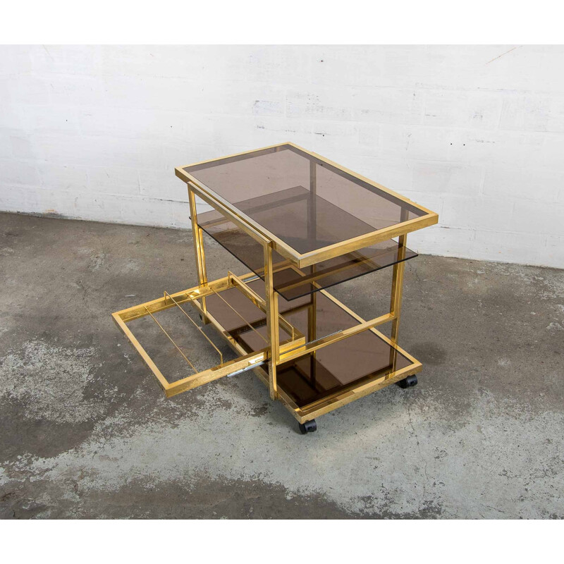 Vintage gilded serving trolley by Fedam - 1970s