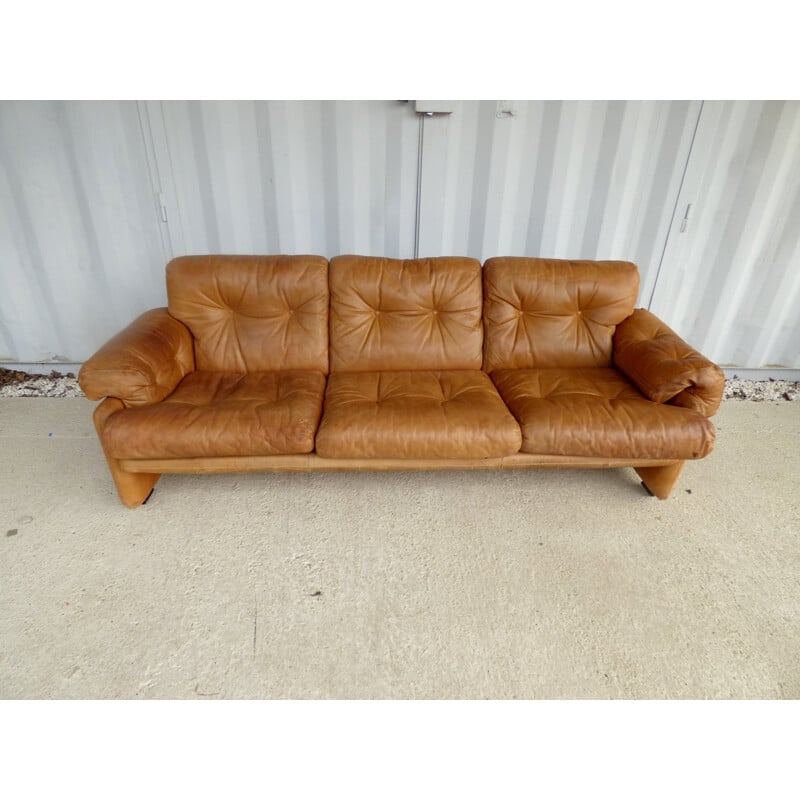 Vintage sofa leather coronado by Sofia Tobia & Afra Scarpa - 1970s