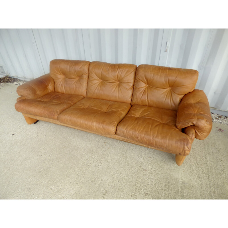 Vintage sofa leather coronado by Sofia Tobia & Afra Scarpa - 1970s