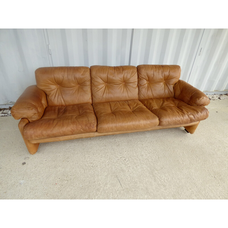 Vintage sofa leather coronado by Sofia Tobia & Afra Scarpa - 1970s