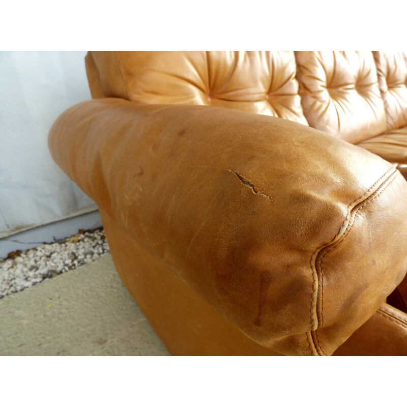 Vintage sofa leather coronado by Sofia Tobia & Afra Scarpa - 1970s