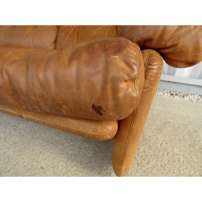 Vintage sofa leather coronado by Sofia Tobia & Afra Scarpa - 1970s