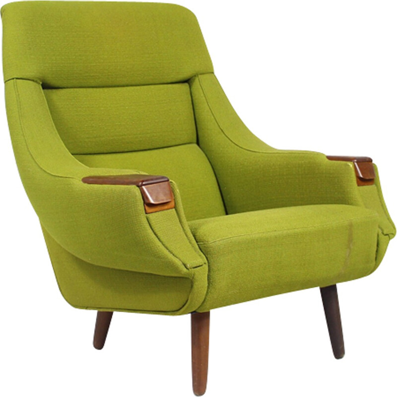 Vintage green armchair in Rosewood by H.W. Klein - 1960s