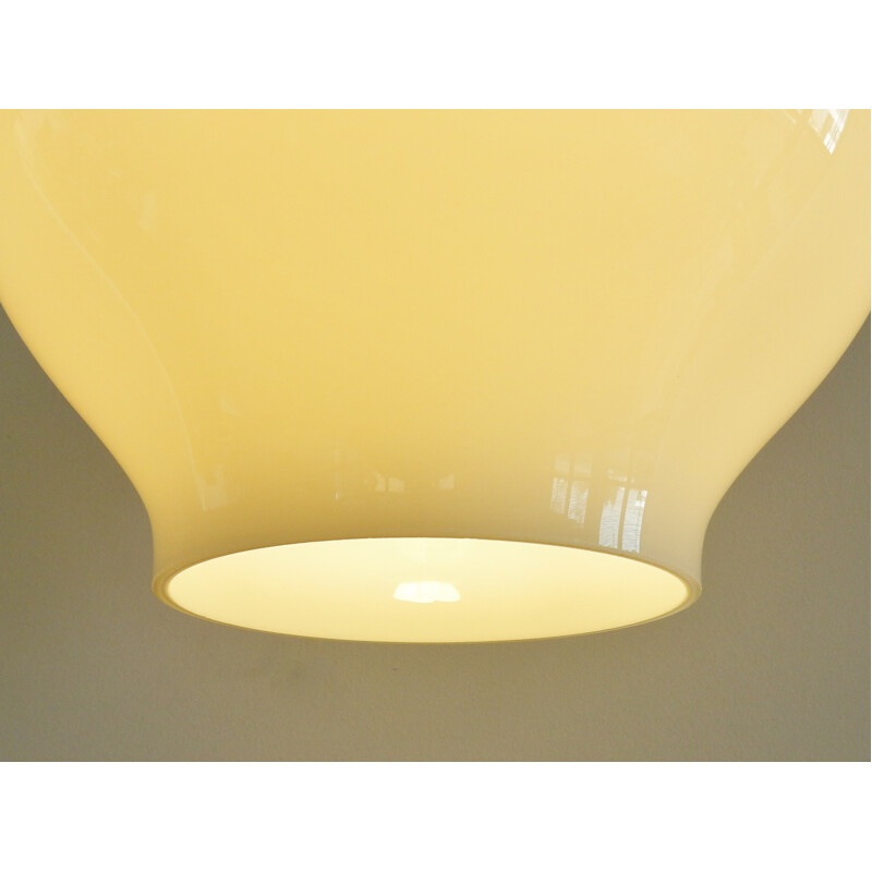 Large size white glass pendant lamp by Hans Agne Jakobsson for Markaryd, Sweden - 1960s