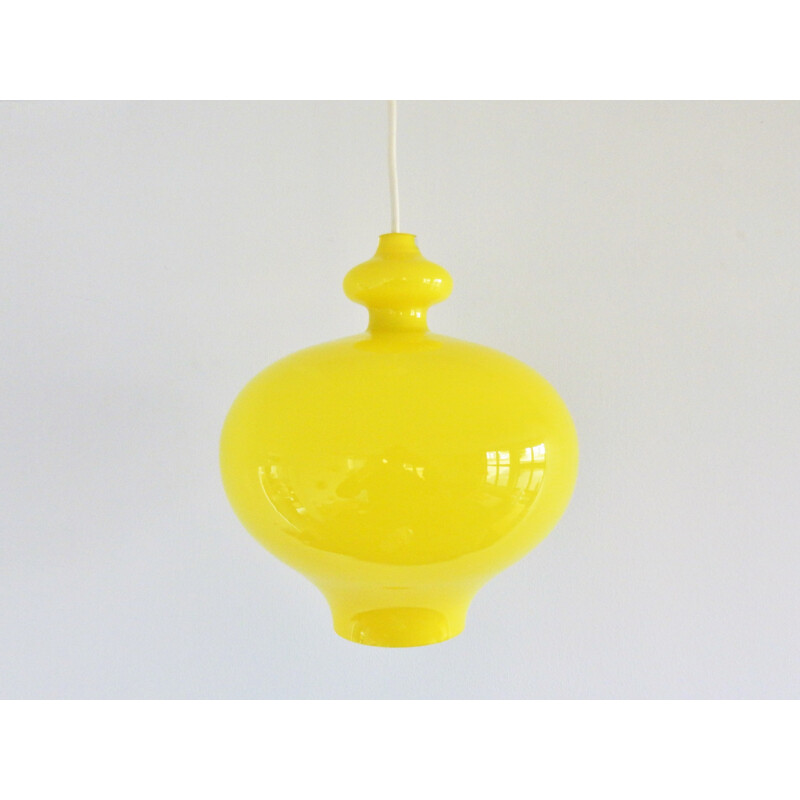 Vintage Yellow glass pendant lamp by Hans Agne Jakobsson for Markaryd, Sweden - 1960s