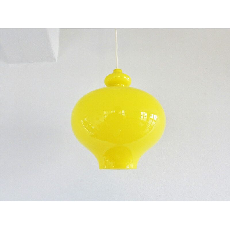 Vintage Yellow glass pendant lamp by Hans Agne Jakobsson for Markaryd, Sweden - 1960s